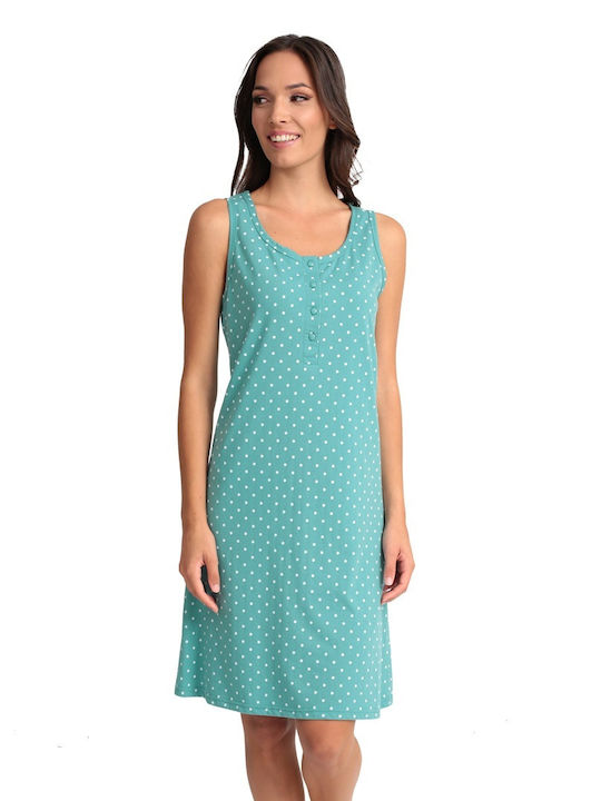 Lydia Creations Women's Summer Cotton Robe with Nightgown Mint