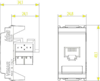 Vimar Front Single Network Socket RJ45 Cat5 White 16359.4.B