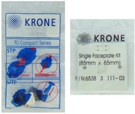 Krone Двойна Мрежова контактна розетка RJ45 без Рамка Тип Cat5 в Бял Цвят 01.075.0012