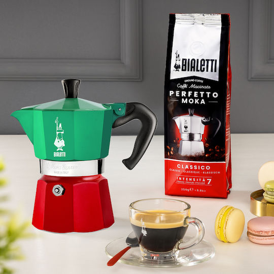 Bialetti Moka Express Tricolore Stovetop Espresso Pot for 3Cups Green