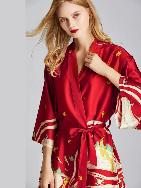 La Lolita Amsterdam Sommer Damen Satin Robe Rot