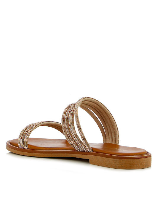 Fratelli Petridi Women's Flat Sandals in Tabac Brown Color