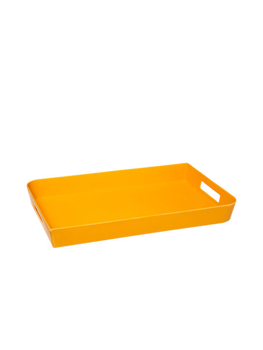 Atmosphera Rectangle Tray of Plastic with Handle In Yellow Colour 45x30x5cm 1pcs