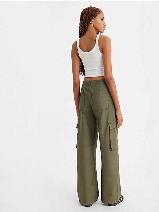Levi's Women's Cotton Cargo Trousers in Relaxed Fit Khaki