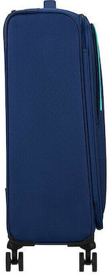 American Tourister Sea Seeker Medium Travel Suitcase Fabric Navy Blue with 4 Wheels Height 68cm