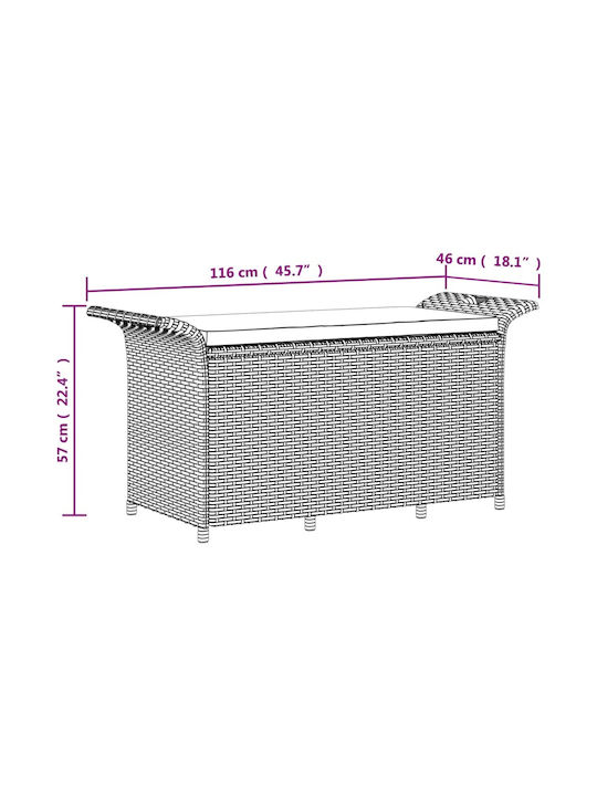 Παγκάκι Εξωτερικού Χώρου Rattan με Μαξιλάρια 116x46x57cm