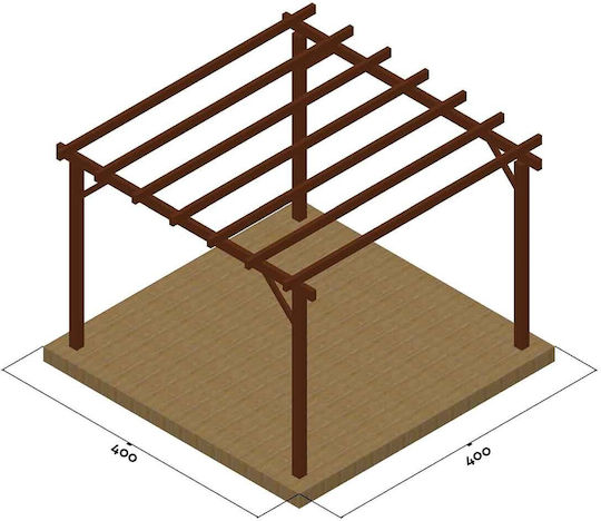 Πέργκολα Κήπου από Ξύλο με Οροφή 300x300cm