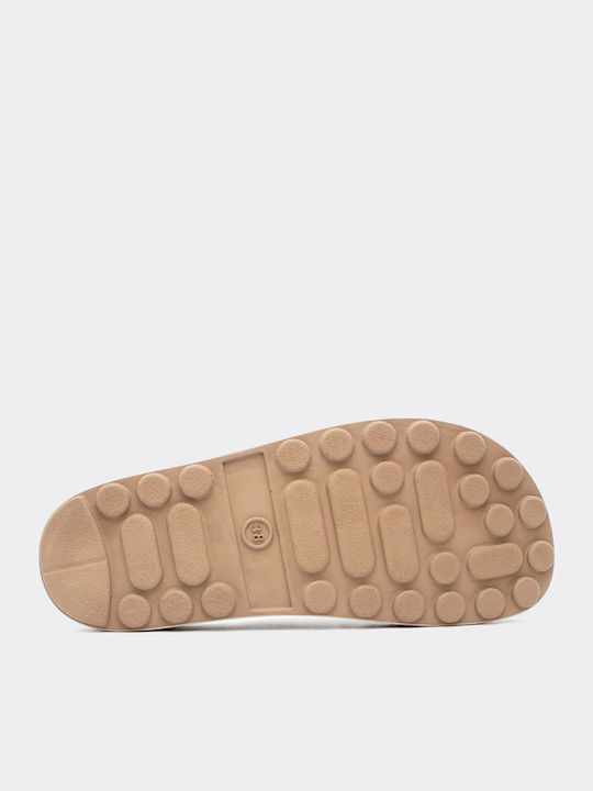 Korina Leather Women's Flat Sandals Vanilla Raffia