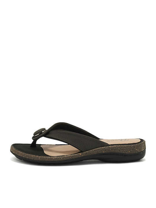 Leather Women's Flat Sandals Anatomic in Black Color