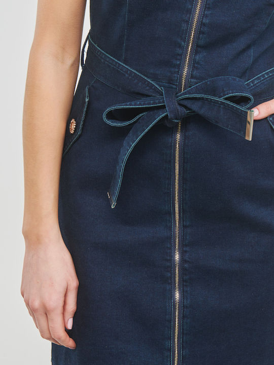 Sommer Mini Damenkleid Denim Blau