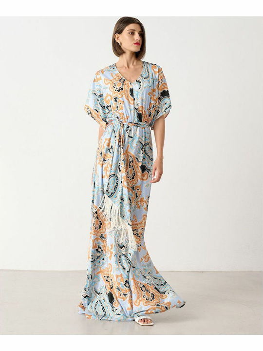 Summer Maxi Dress for Wedding / Baptism Satin Light Blue