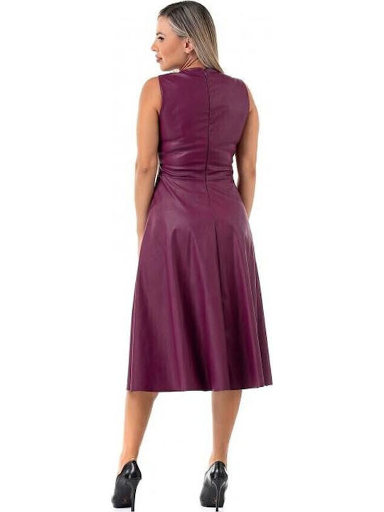 Midi Abendkleid Leder Lila