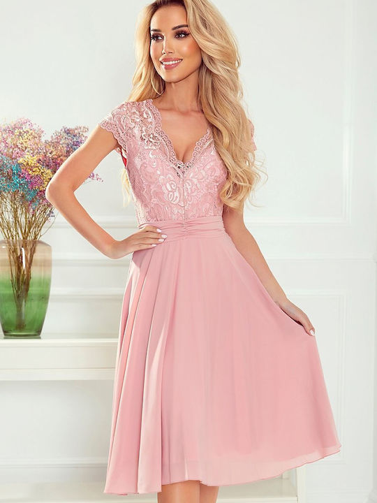 Numoco Mini Evening Dress with Lace Pink