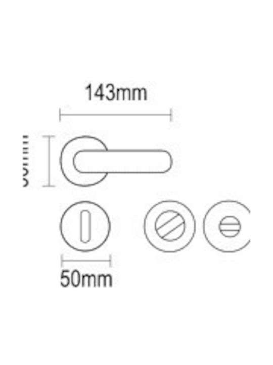 Viometale Lever Middle Door with Rosette 06.820 Pair Nickel