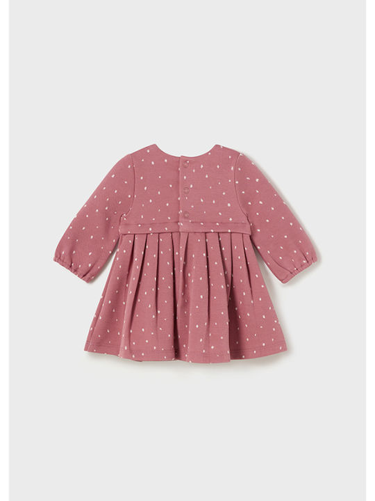 Mayoral Kids Dress Polka Dot Long Sleeve Pink