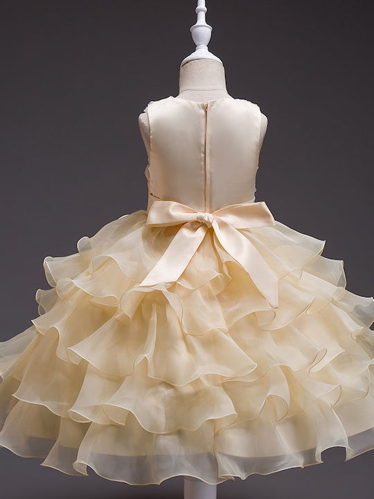 Kids Dress Sleeveless for Flower Girl Ecru