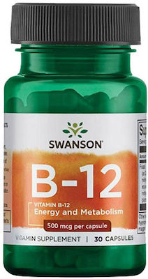 Swanson Vitamin B12 Vitamin für die Gesundheit des Nervensystems 500mcg 30 Mützen