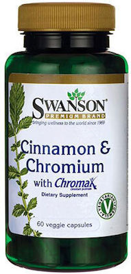 Swanson Cinnamon & Chromium 60 φυτικές κάψουλες