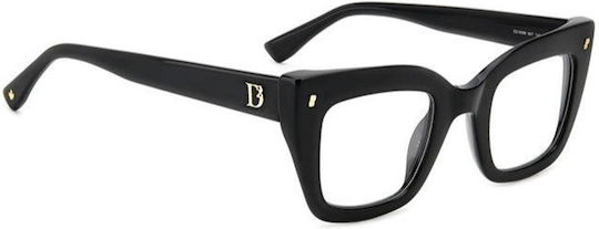 Dsquared2 Γυναικείος Κοκκάλινος Σκελετός Γυαλιών Cat Eye σε Μαύρο Χρώμα D2 0099 807