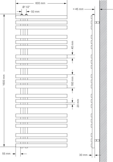 ECD Germany Iron Em Πετσετοκρεμάστρα Μπάνιου 1600x600 Λευκή