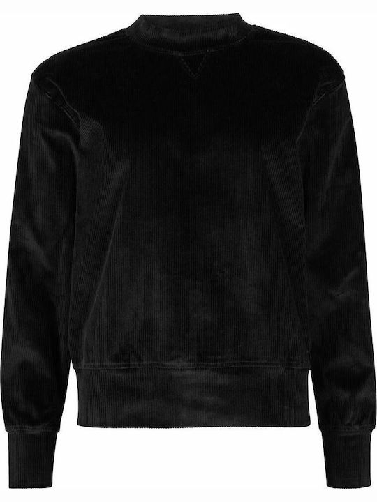Damen Bluse Baumwolle Langärmelig Schwarz