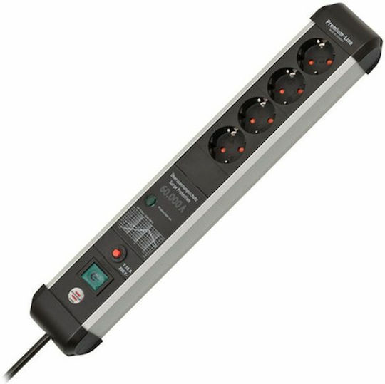Brennenstuhl Power Strip with Surge Protection 6 Positions with Switch and Cable 3m