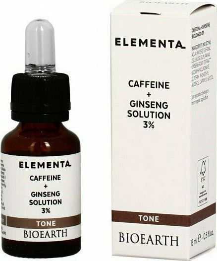 Bioearth Caffeine + Ginseng Solution 3% Ενυδατικό & Αντιγηραντικό Serum Προσώπου & Ματιών για Μαύρους Κύκλους & Σακούλες 15ml
