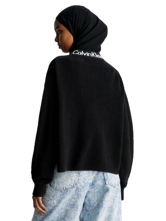 Calvin Klein Femei Cu mânecă lungă Pulover Bumbac Negru