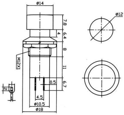 Ultimax Превключвател Бутон Φ12 PB301A Червен 1бр