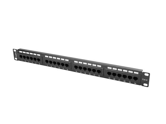Lanberg Patch Panel Unshielded για Rack 1U 19" 24 Θυρών cat6 Μαύρο