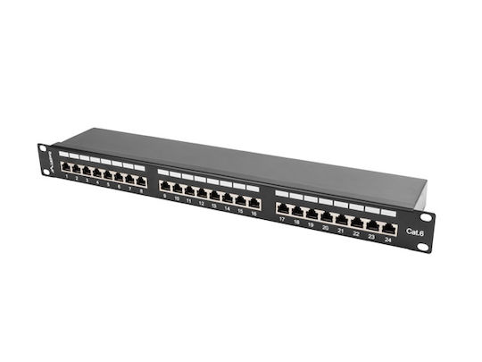 Lanberg Patch Panel Shielded για Rack 1U 19" 24 Θυρών cat6 Μαύρο