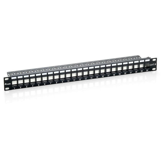 Equip Patch Panel Keystone για Rack 1U 19" 24 Θυρών cat6 Μαύρο