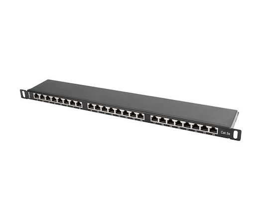 Lanberg Екраниран пач панел за рафт 0.5U 19" 24 порта cat5e Черен