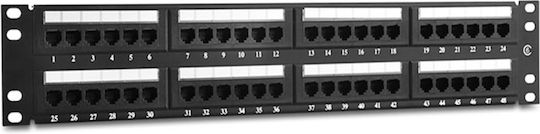 Safewell Patch Panel για Rack 2U 19" 48 Θυρών cat5e Μαύρο