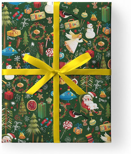 Svoora Svoora Опаковъчна хартия Christmas Ролка Коледно Опаковъчна хартия за Подарък Зелен 70см.