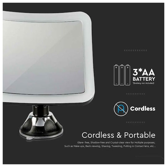 V-TAC Makeup Mirror Tabletop with Light Zoom x10 16.2x19.2cm Silver