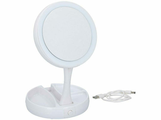 Grundig Makeup Mirror Tabletop Folding Magnifying Mirror with Light 16x29cm White
