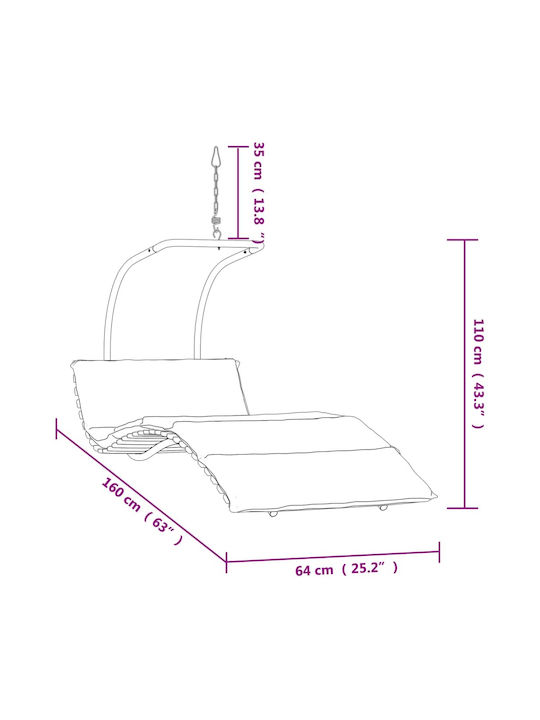 Κούνια Λευκή Μ160xΠ64xΥ110cm