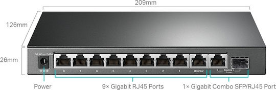 TP-LINK TL-SG1210MPE Unmanaged L2 PoE+ Switch with 9 Gigabit (1Gbps) Ethernet Ports and 1 SFP Port