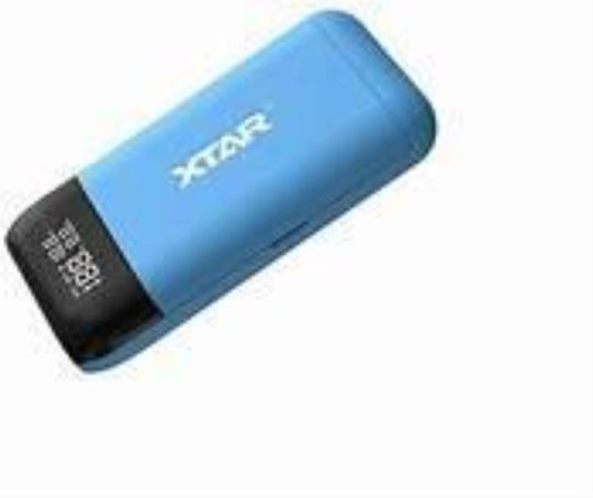 XTAR PB2S USB Charger 2 Batteries Li-ion Size 18650/21700 in Blue color