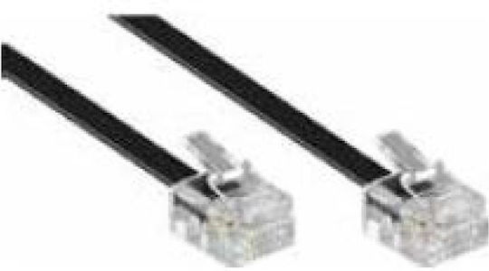 Lineme Flat Τηλεφωνικό Καλώδιο RJ11 6P4C 5m Μαύρο (12-05030-2)