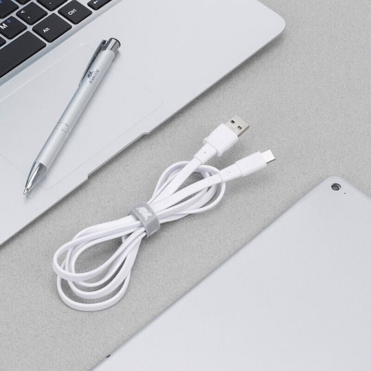 Rivacase Wt21 Flat USB 2.0 Cable USB-C male - USB-A Λευκό 2.1m PS6002WT21