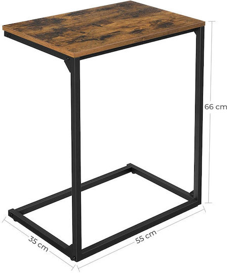 Rectangular Side Table Wooden Vintage Brown / Black W55xD35xH66cm