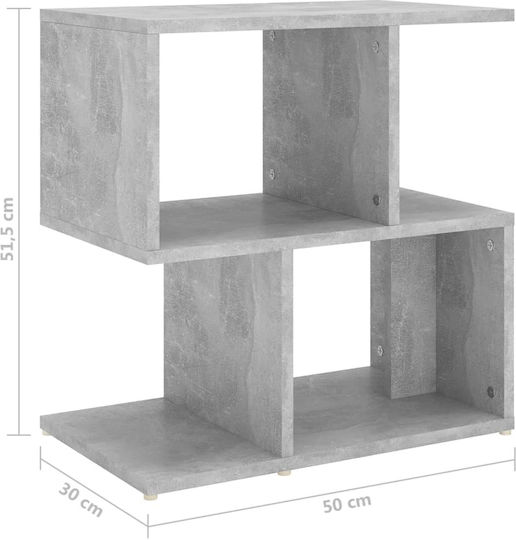 Wooden Gray Bedside Table Concrete 50x30x51.5cm