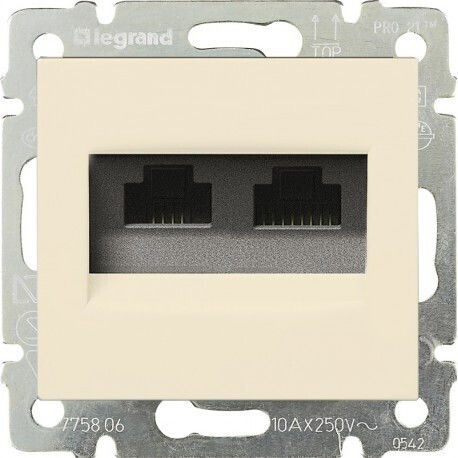 Legrand Valena Doppelter Netzsteckdose RJ45 ohne Rahmen Typ Cat6 in Beige Farbe 774147