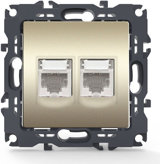 Aca Prime Διπλή Πρίζα Δικτύου RJ45 χωρίς Πλαίσιο Τύπου Cat6 σε Χρυσό Χρώμα 1000113304