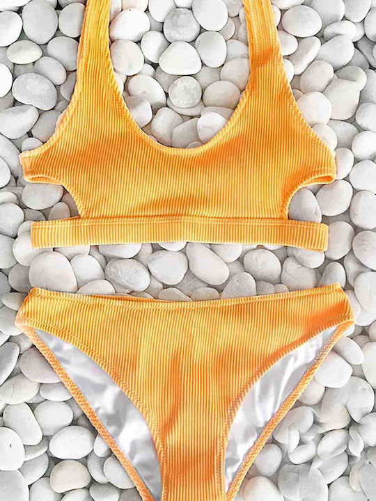AngelSin Set Bikini Triunghi cu Umplutură Galben
