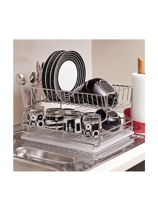 Viosarp Dish Drainer Double Tier from Stainless Steel in Silver Color 30x42x21cm