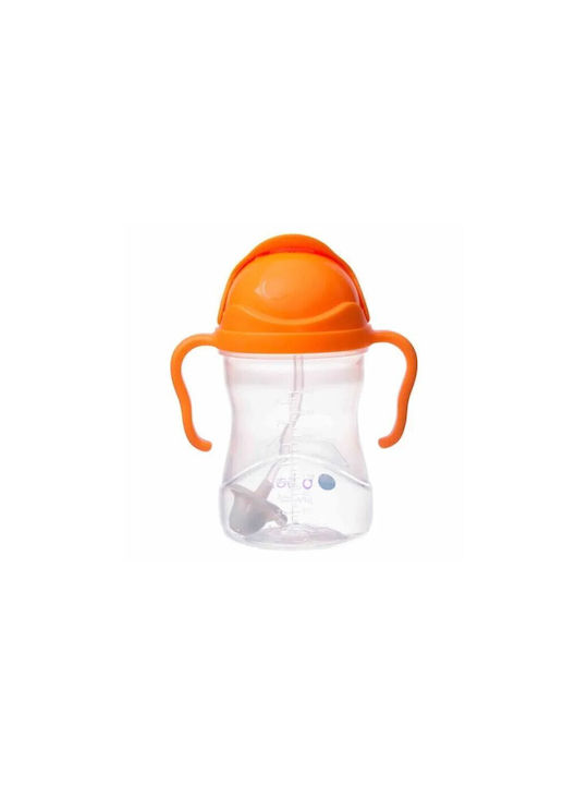 B.Box Glass Water made of Glass in Orange Color with straw 240ml