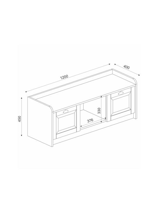 Ξύλινη Παπουτσοθήκη Rayne με 1 Ράφι 120x40x45cm